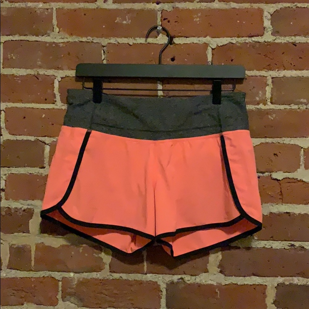 Lululemon bright coral running shorts